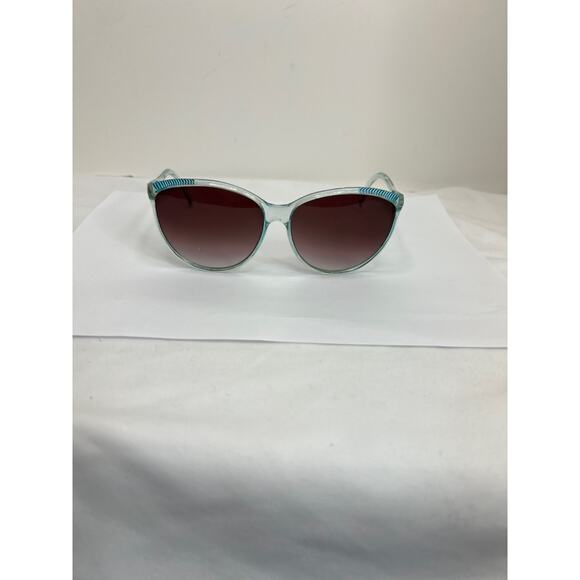 Vintage 80s Style Fashion Sunglasses Clear Blue Frames Oversized Black Lens - Picture 3 of 9